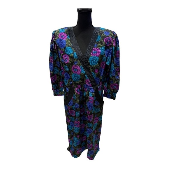 Vintage Leslie Fay Floral Print Dress Size 12 - Picture 1 of 10